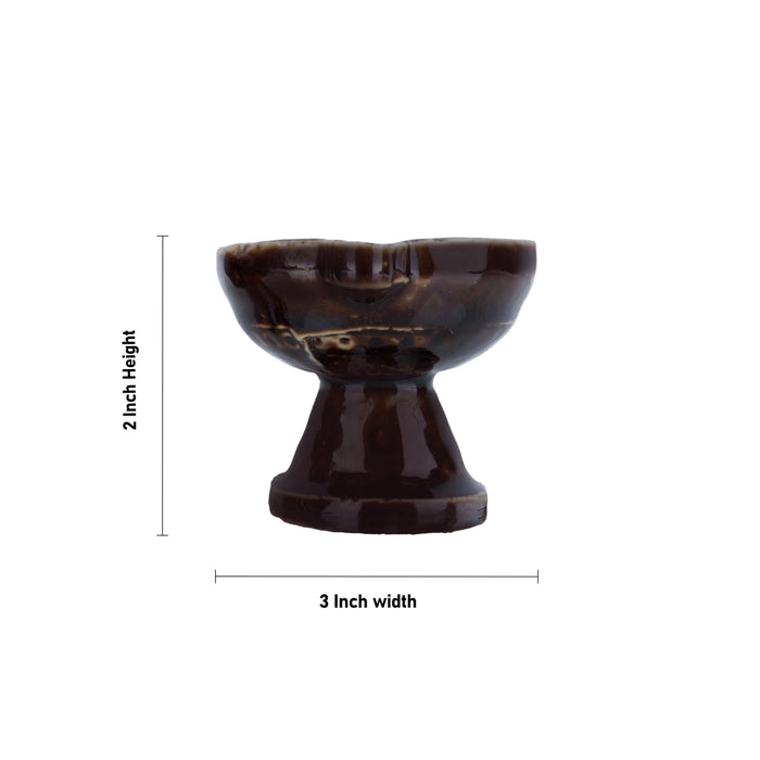Agal Vilakku With Base - 2 x 3 Inches | 2 Pcs/ Ceramic Diya/ Oil Lamp for Karthigai Deepam