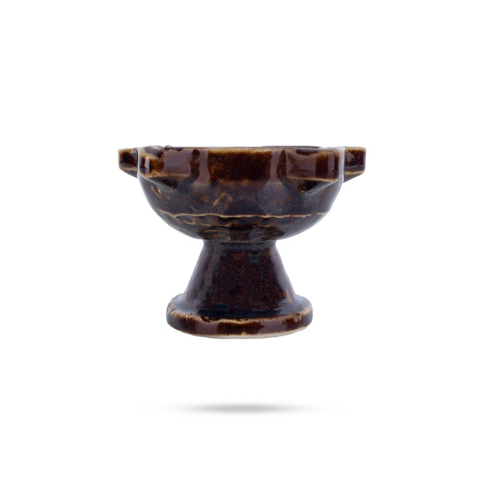 Agal Deepam With Base - 1.75 x 1.25 Inches | 2 Pcs/ 5 Face Ceramic Vilakku/ Diya For Pooja Space & Festive