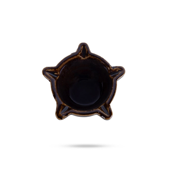 Agal Deepam With Base - 1.75 x 1.25 Inches | 2 Pcs/ 5 Face Ceramic Vilakku/ Diya For Pooja Space & Festive