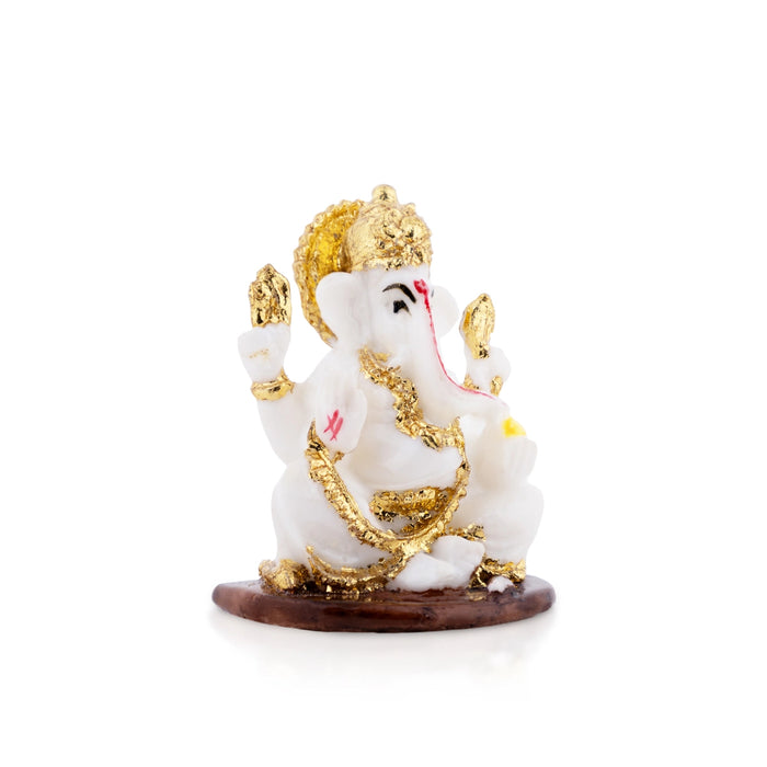 Ganesh Murti Sitting - 2.25 × 1.75 Inches | Red & Gold Ganpati Murti / Mini Vinayaka Idol For Pooja & Gifting