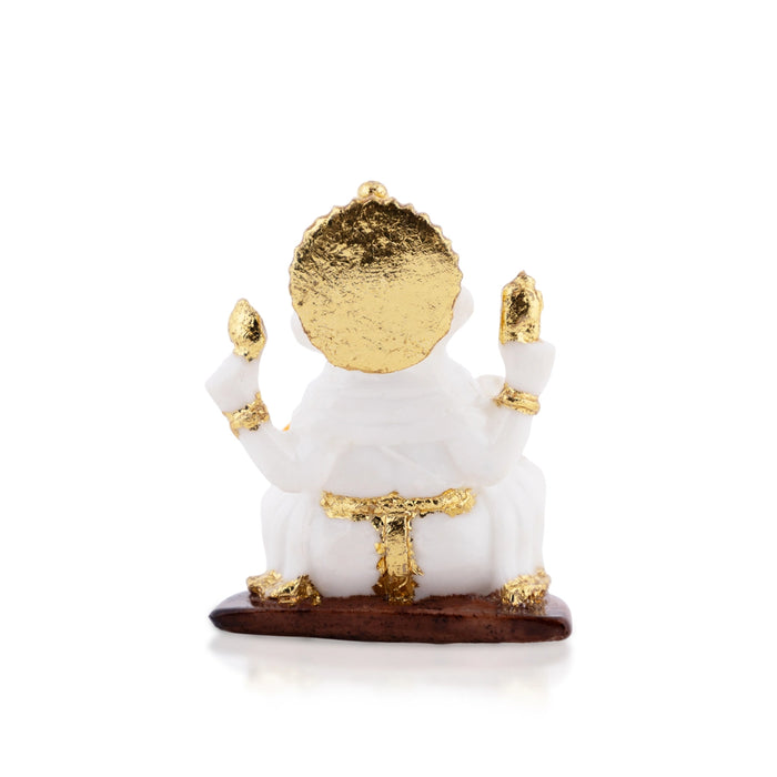 Ganesh Murti Sitting - 2.25 × 1.75 Inches | Red & Gold Ganpati Murti / Mini Vinayaka Idol For Pooja & Gifting