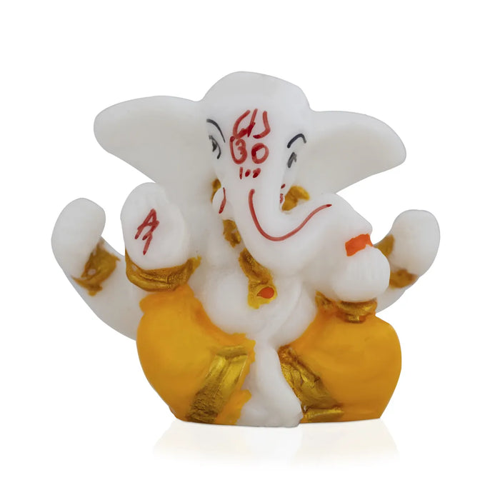 Ganesh Murti Sitting - 2 X 2.25 Inches | Mini Ganpati Idol/ Ganesha Statue For Home & Car Dashboard