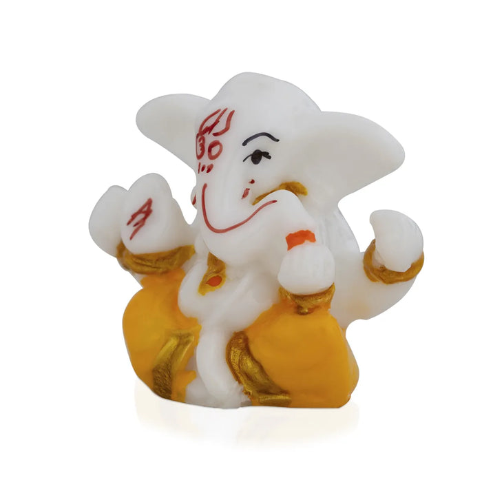 Ganesh Murti Sitting - 2 X 2.25 Inches | Mini Ganpati Idol/ Ganesha Statue For Home & Car Dashboard
