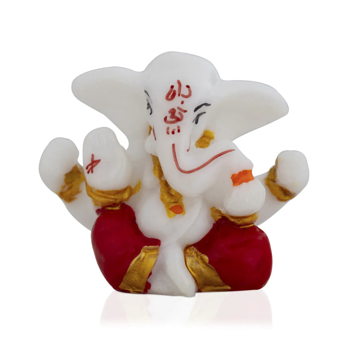 Ganesh Murti Sitting - 2 X 2.25 Inches | Mini Ganpati Idol/ Ganesha Statue For Home & Car Dashboard