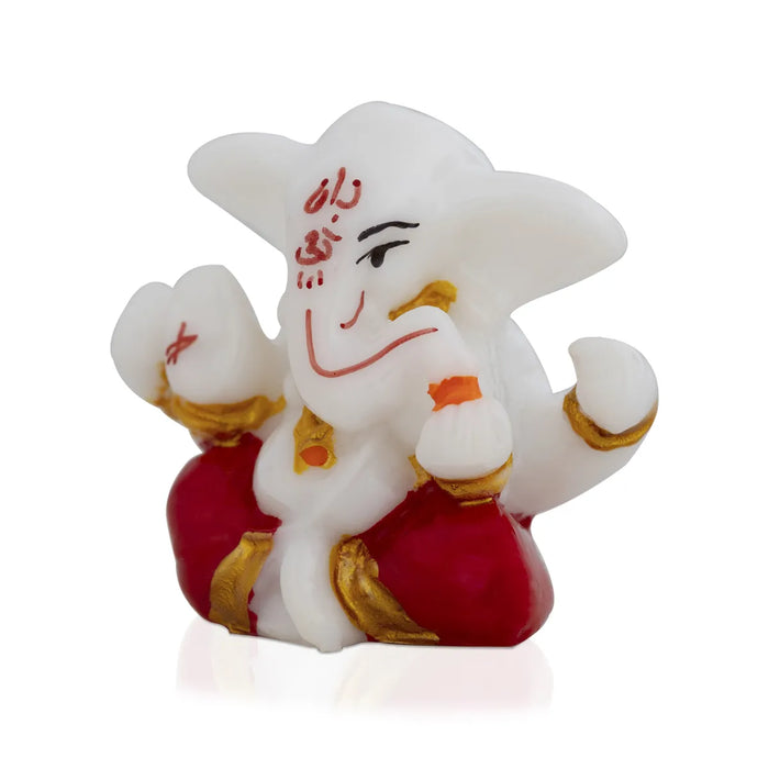 Ganesh Murti Sitting - 2 X 2.25 Inches | Mini Ganpati Idol/ Ganesha Statue For Home & Car Dashboard