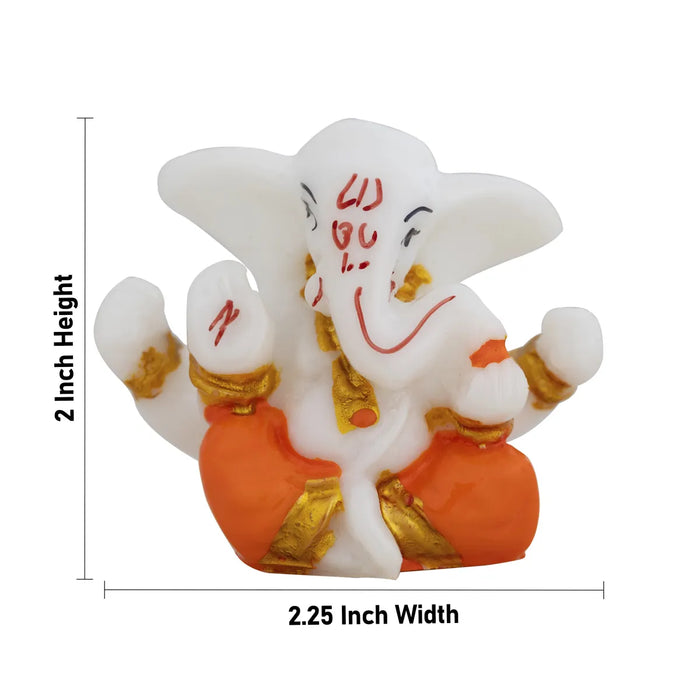 Ganesh Murti Sitting - 2 X 2.25 Inches | Mini Ganpati Idol/ Ganesha Statue For Home & Car Dashboard