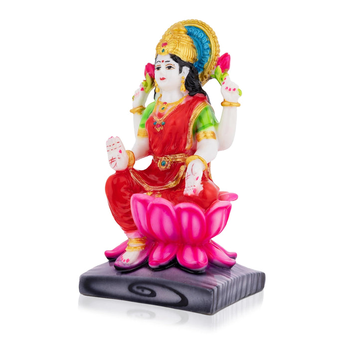 Lakshmi Sitting On Lotus Murti - 7 × 3.25 Inches | Marble Laxmi Devi Idol / Lakshmi Murti For Pooja & Prosperity