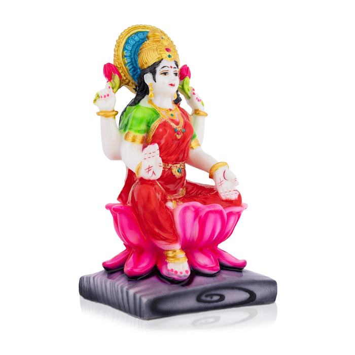 Lakshmi Sitting On Lotus Murti - 7 × 3.25 Inches | Marble Laxmi Devi Idol / Lakshmi Murti For Pooja & Prosperity