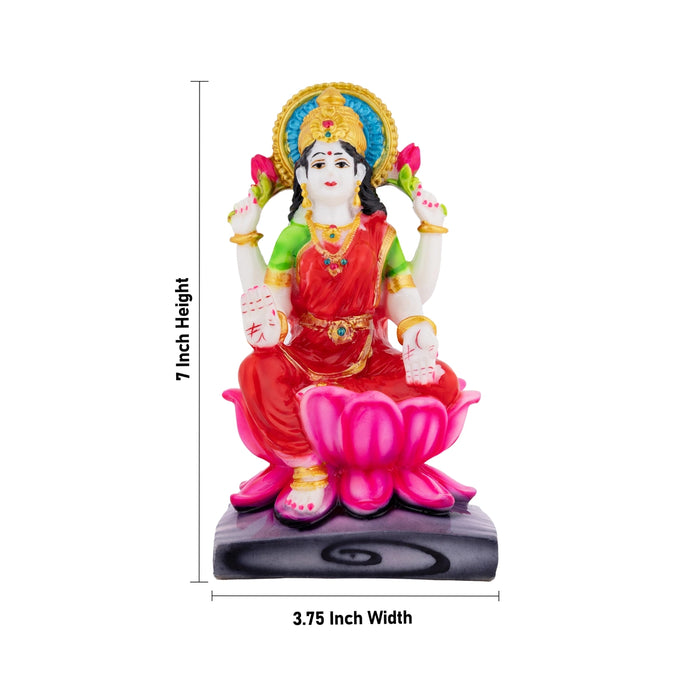 Lakshmi Sitting On Lotus Murti - 7 × 3.25 Inches | Marble Laxmi Devi Idol / Lakshmi Murti For Pooja & Prosperity
