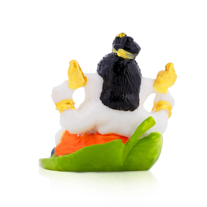 Ganesha Murti - 2.5 × 2 Inches | White & Gold Ganpati Idol / Vinayaka Murti For Pooja & Gifting