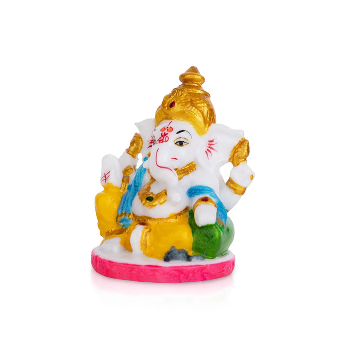 Ganesh Murti Sitting - 3 X 3 Inches | Mini Ganpati Idol/ Ganesha Statue For Home Decor