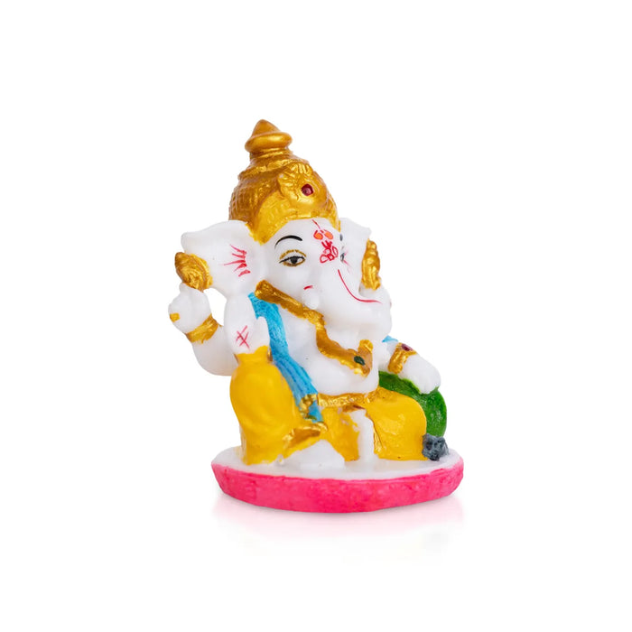 Ganesh Murti Sitting - 3 X 3 Inches | Mini Ganpati Idol/ Ganesha Statue For Home Decor