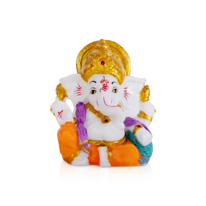 Ganesh Murti Sitting - 3 X 3 Inches | Mini Ganpati Idol/ Ganesha Statue For Home Decor