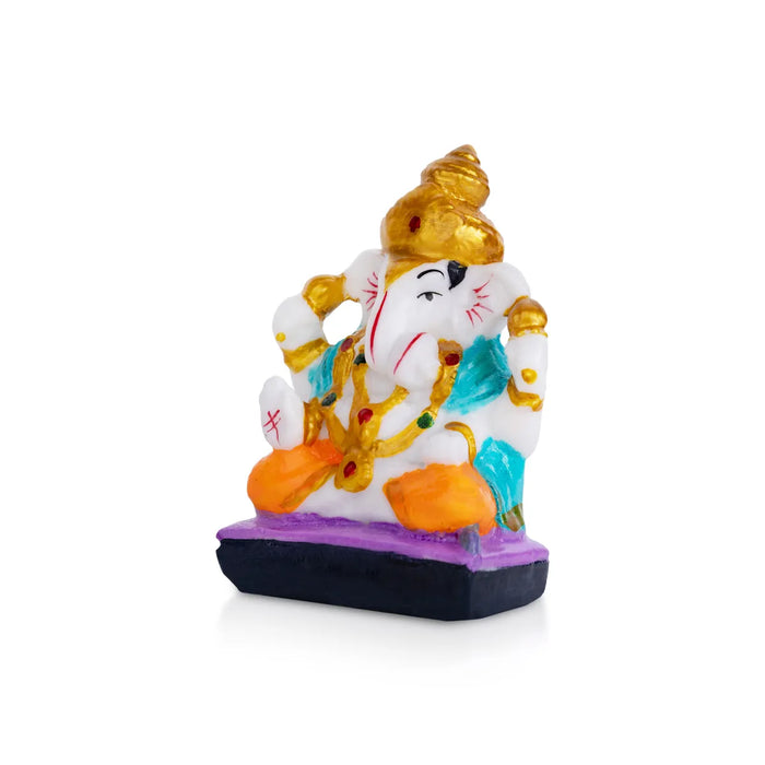 Ganesh Murti Sitting - 3 X 3 Inches | Mini Ganpati Idol/ Ganesha Statue For Home Decor