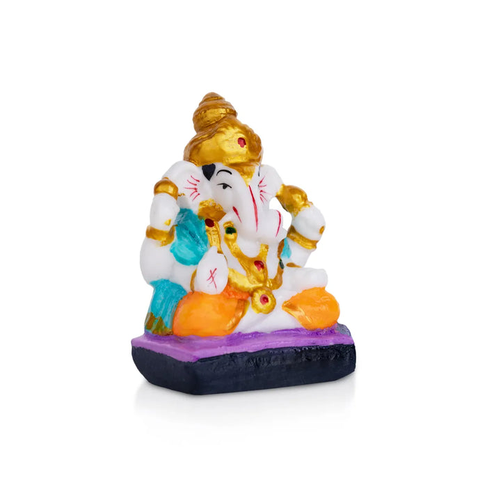 Ganesh Murti Sitting - 3 X 3 Inches | Mini Ganpati Idol/ Ganesha Statue For Home Decor