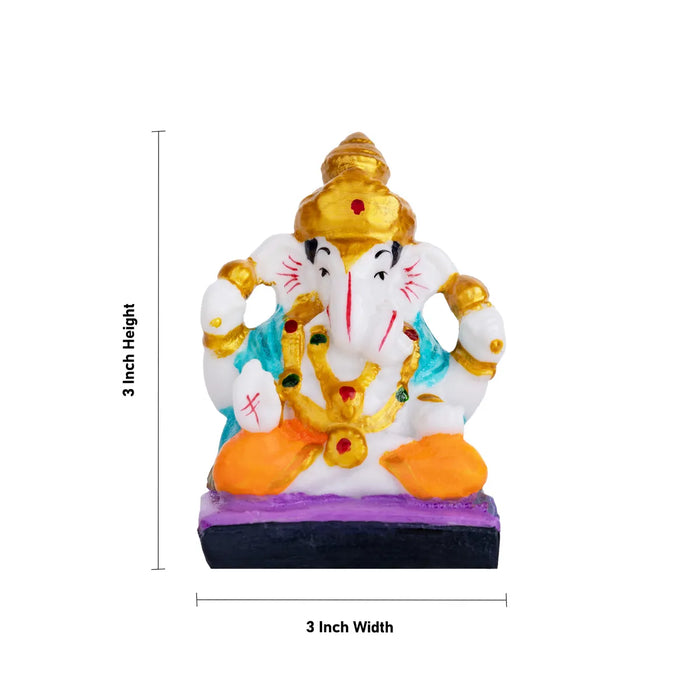 Ganesh Murti Sitting - 3 X 3 Inches | Mini Ganpati Idol/ Ganesha Statue For Home Decor