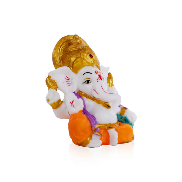 Ganesh Murti Sitting - 3 X 3 Inches | Mini Ganpati Idol/ Ganesha Statue For Home Decor