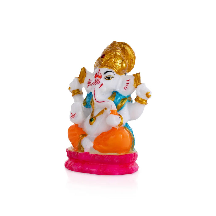 Ganesh Murti Sitting - 3 X 3 Inches | Mini Ganpati Idol/ Ganesha Statue For Home Decor
