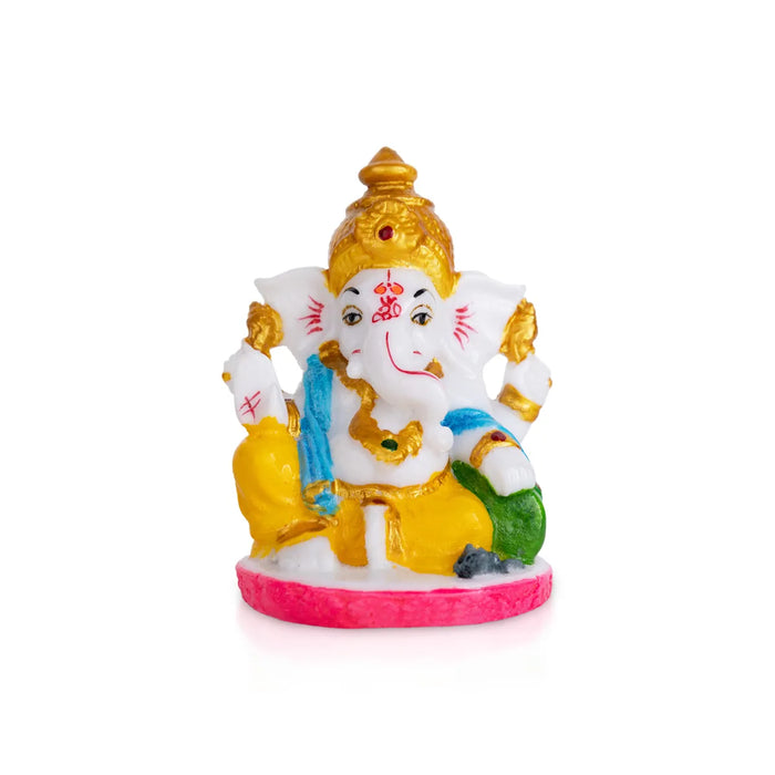 Ganesh Murti Sitting - 3 X 3 Inches | Mini Ganpati Idol/ Ganesha Statue For Home Decor