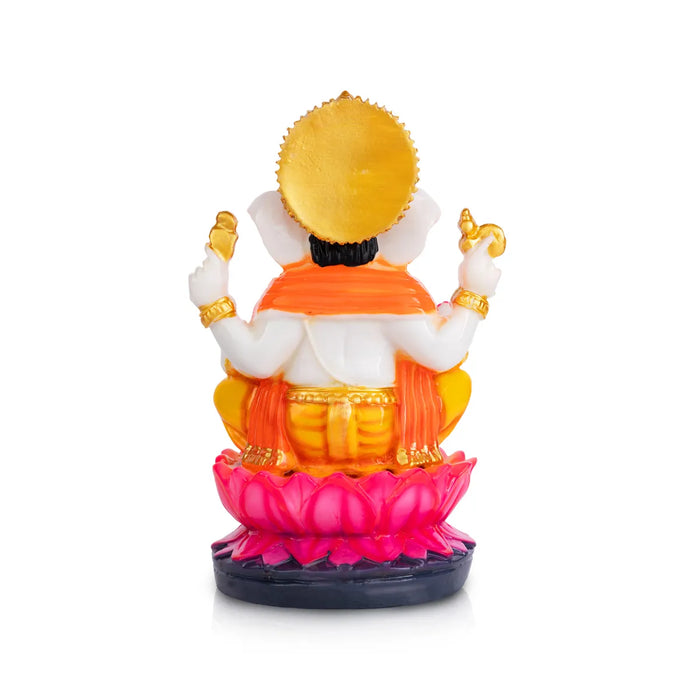 Ganesh Sitting On Lotus Murti - 7.25 X 4.5 Inches | Marble Dust Idol/ Ganpati Statue For Home Pooja