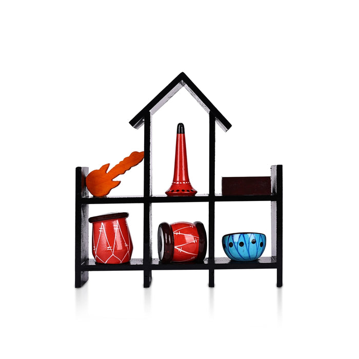 Musical Wall Rack - 8 x 7.5 Inches | Wooden Instrument Rack / Wall Mounted Organizer