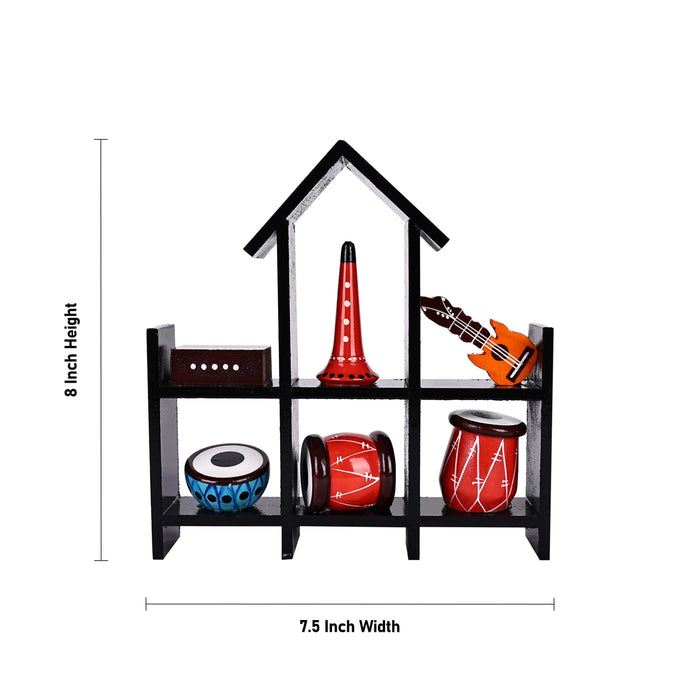 Musical Wall Rack - 8 x 7.5 Inches | Wooden Instrument Rack / Wall Mounted Organizer