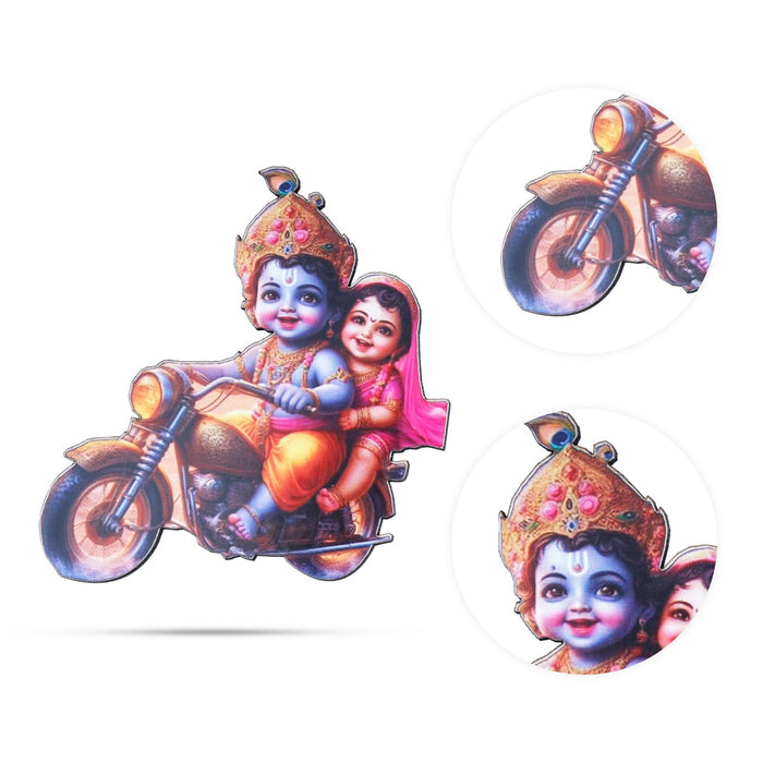 Radha Krishna Bike Fridge Magnet - Single Layer - 3 Inch