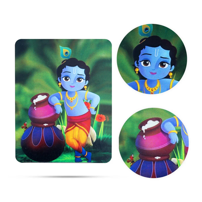 Krishna with Pot Fridge Magnet - 3 x 2 Inches | Photo Magnet/ Single Layer Picture Magnet for Home