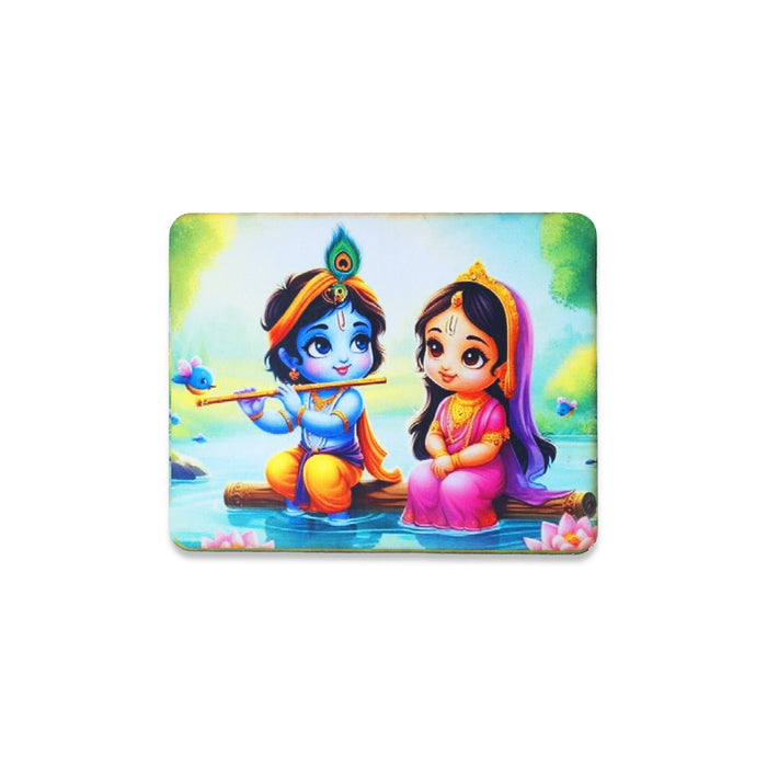 Baby Radha Kishna Fridge Magnet - 3 x 2 Inches | Photo Magnet/ Single Layer Picture Magnet for Home
