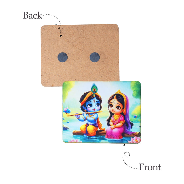 Baby Radha Kishna Fridge Magnet - 3 x 2 Inches | Photo Magnet/ Single Layer Picture Magnet for Home