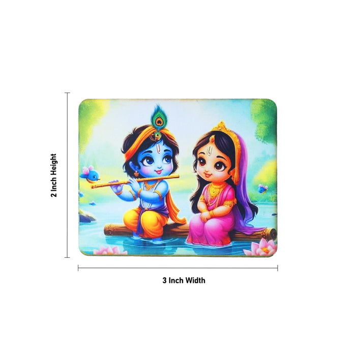 Baby Radha Kishna Fridge Magnet - 3 x 2 Inches | Photo Magnet/ Single Layer Picture Magnet for Home