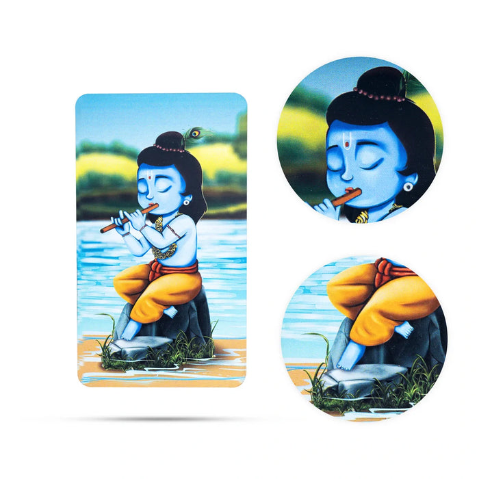 Flute Krishna Fridge Magnet - 3 x 2 Inches | Photo Magnet/ Single Layer Picture Magnet for Home