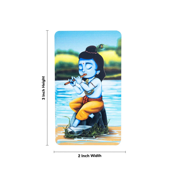 Flute Krishna Fridge Magnet - 3 x 2 Inches | Photo Magnet/ Single Layer Picture Magnet for Home