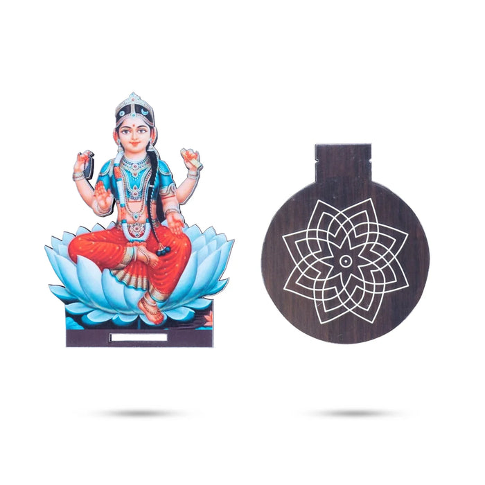 Manai Palagai With Balambigai - 5.5 x 4 Inches | Kolam Design Wooden Bajot With Bala Tripura Sundari for Pooja