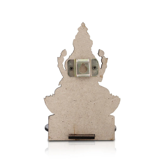 Lakshmi Murti With Kolam Stand - 5 X 4 Inches | Deity With Rangoli Design Wooden Bajot For Pooja Room Decor