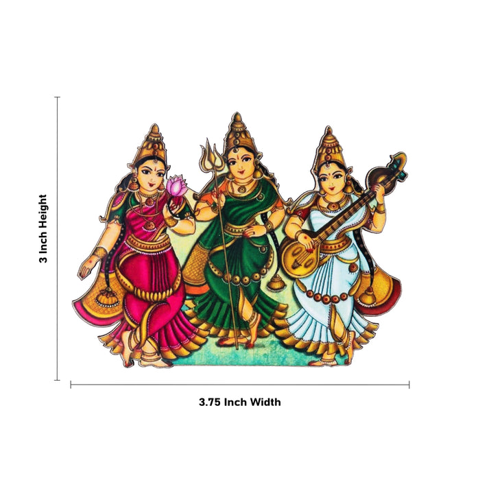Durga Lakshmi Saraswati Fridge Magnet - 3 x 3.75 Inches | Single Layer Picture Magnet/ Photo Magnet for Home