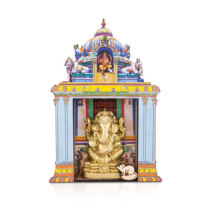 Ganesh Idol with Temple - 7 x 4.5 Inches | Vinayaka Idol/ Ganpati Murti Mandir for Pooja