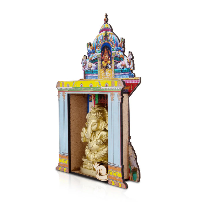 Ganesh Idol with Temple - 7 x 4.5 Inches | Vinayaka Idol/ Ganpati Murti Mandir for Pooja