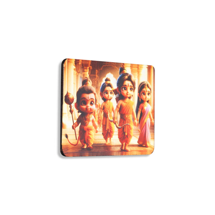 Baby Ram Darbar Murti Design Fridge Magnet - 2.25 x 2.75 Inches | Single Layer Picture Magnet for Home