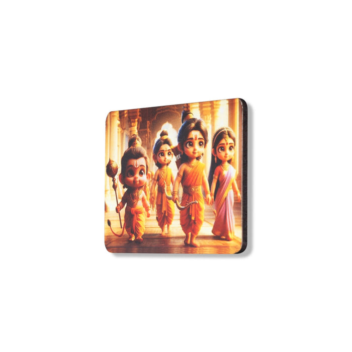 Baby Ram Darbar Murti Design Fridge Magnet - 2.25 x 2.75 Inches | Single Layer Picture Magnet for Home