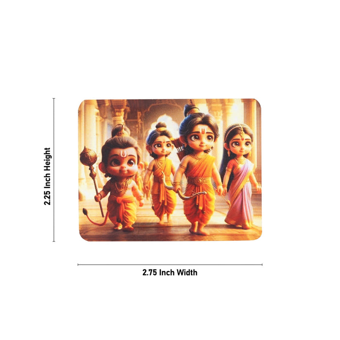 Baby Ram Darbar Murti Design Fridge Magnet - 2.25 x 2.75 Inches | Single Layer Picture Magnet for Home