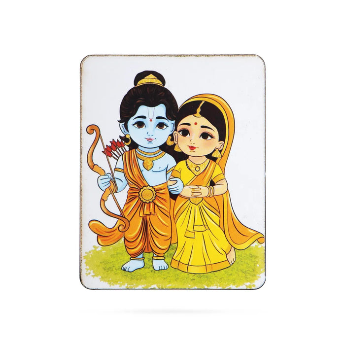 Baby Ram Sita Murti Design Fridge Magnet - 3 X 2.5 Inches | Picture Magnet/ Single Layer Photo Magnet For Home