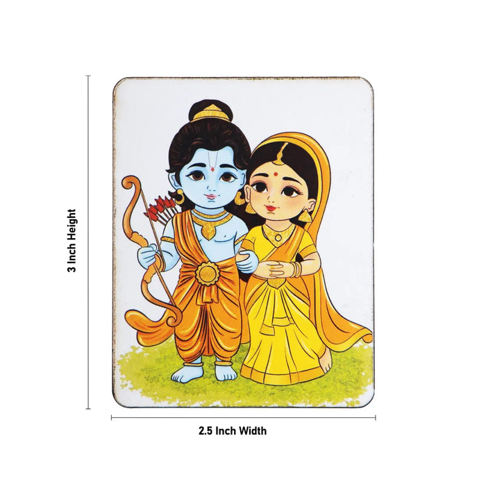 Baby Ram Sita Murti Design Fridge Magnet - 3 X 2.5 Inches | Picture Magnet/ Single Layer Photo Magnet For Home