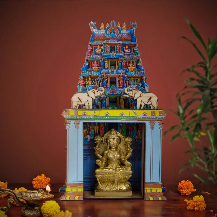 Lakshmi Idol with Temple - 8 x 4.75 Inches | Lakshmi Idol/ Lakshmi Murti Mandir for Pooja