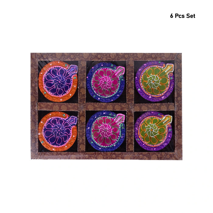 Decorative Karthik Deepam Set - 1 X 2.5 Inches | 6 Pcs/ Clay Agal Vilakku/ Fancy Diya For Home