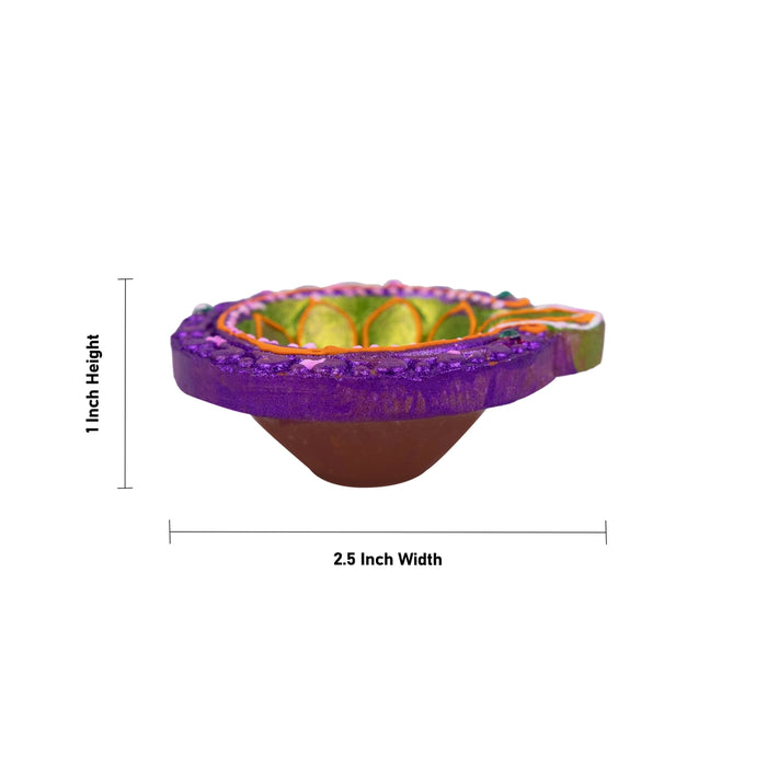 Decorative Karthik Deepam Set - 1 X 2.5 Inches | 6 Pcs/ Clay Agal Vilakku/ Fancy Diya For Home