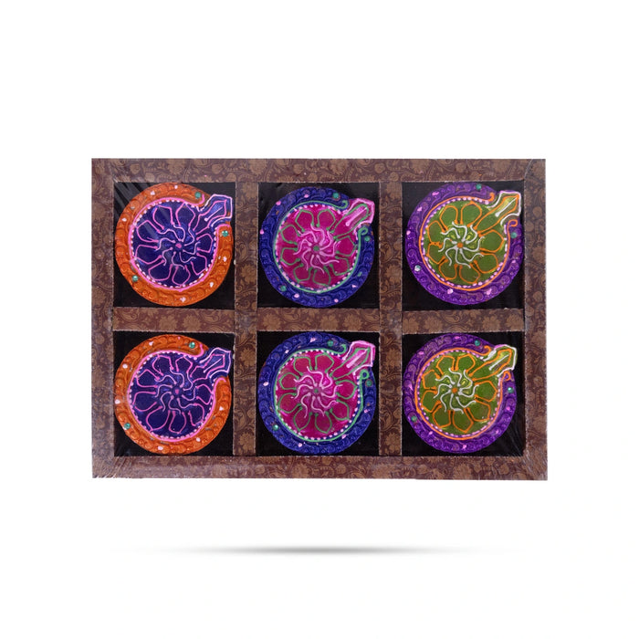Decorative Karthik Deepam Set - 1 X 2.5 Inches | 6 Pcs/ Clay Agal Vilakku/ Fancy Diya For Home
