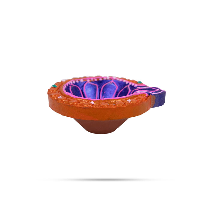 Decorative Karthik Deepam Set - 1 X 2.5 Inches | 6 Pcs/ Clay Agal Vilakku/ Fancy Diya For Home