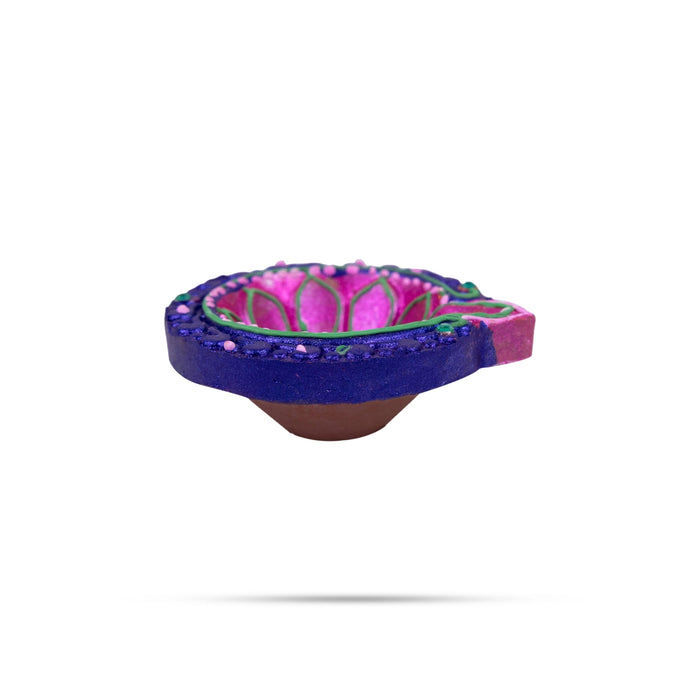 Decorative Karthik Deepam Set - 1 X 2.5 Inches | 6 Pcs/ Clay Agal Vilakku/ Fancy Diya For Home