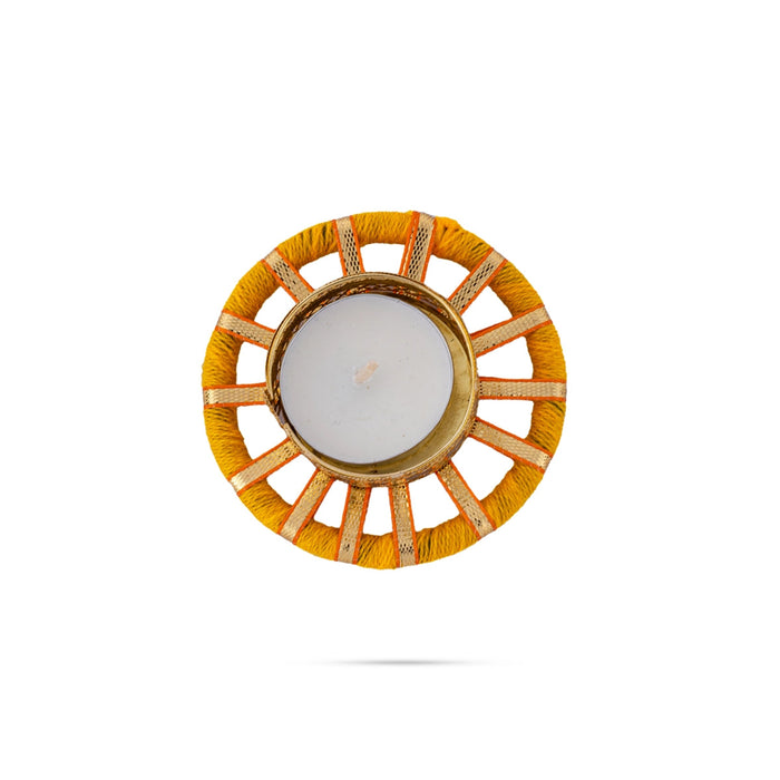 Tealight Candle Holder Pair - 2 Pcs | 1 x 3 Inches/ Gota Patti Flower Design Tea Light Holder for Home Decor